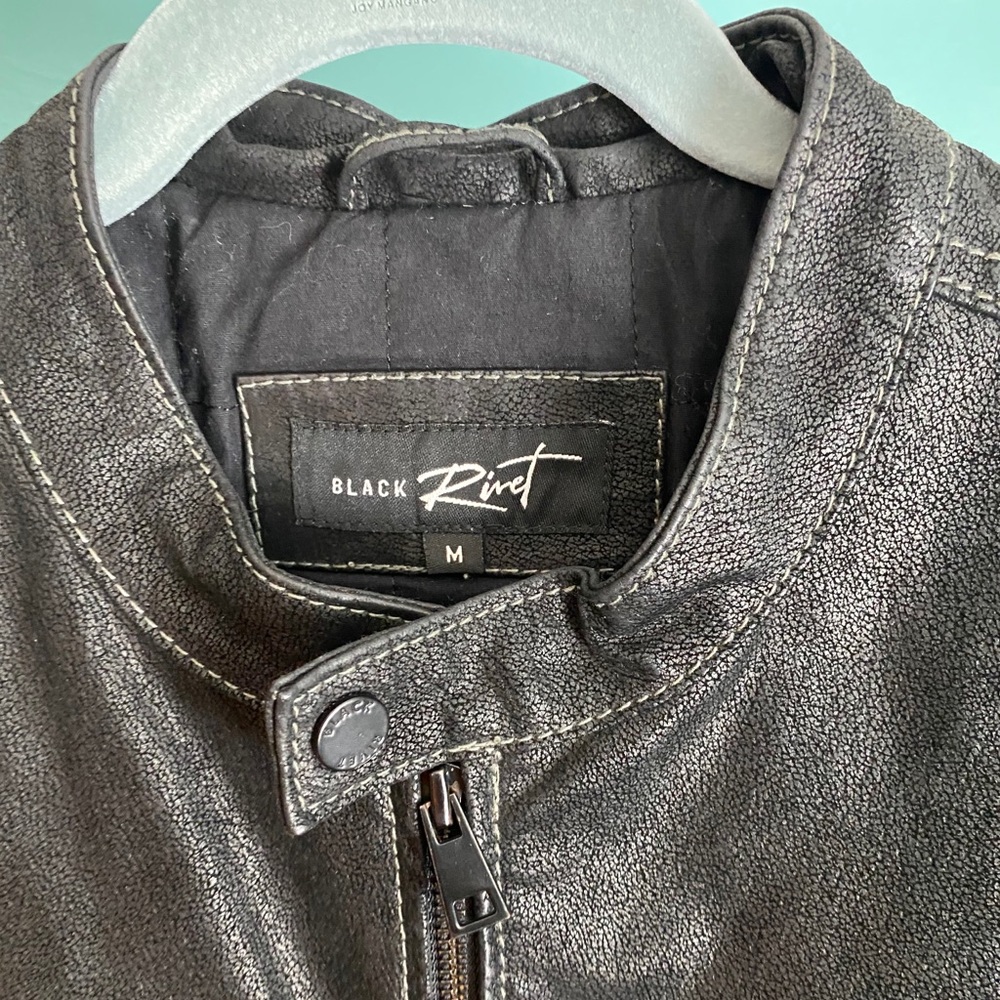 Black Rivet genuine leather jacket in black